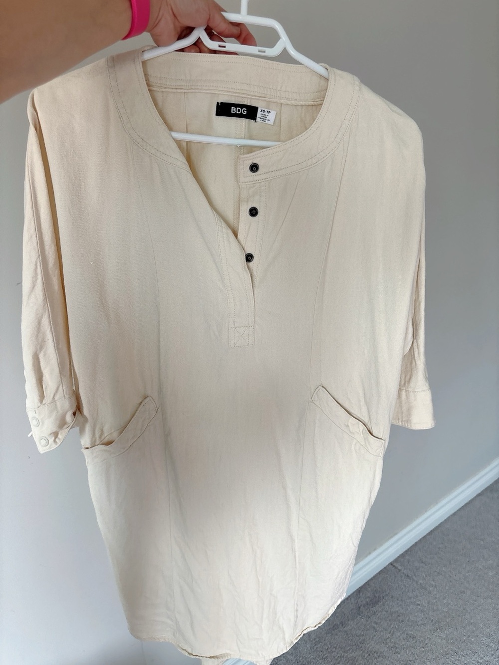 BDG Cream Henley Tunic Top dress